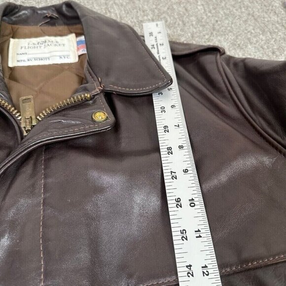 Vintage Schott 674 NYC Flight Bomber Leather Jacket w/ Quilted Lining Size 42 - Picture 7 of 12